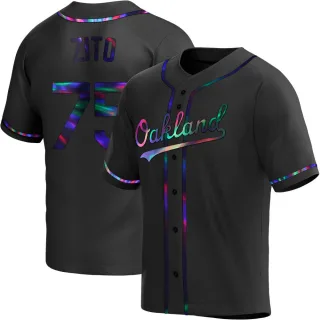 Replica Men's Barry Zito Oakland Athletics Alternate Jersey - Black Holographic