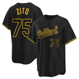 Replica Men's Barry Zito Oakland Athletics Snake Skin City Jersey - Black