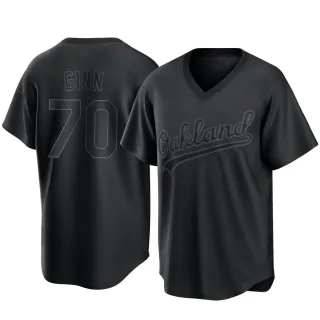 Replica Men's J.T. Ginn Oakland Athletics Pitch Fashion Jersey - Black