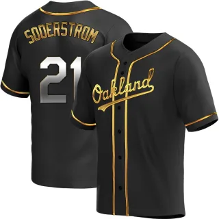 Replica Men's Tyler Soderstrom Oakland Athletics Alternate Jersey - Black Golden