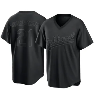 Replica Men's Tyler Soderstrom Oakland Athletics Pitch Fashion Jersey - Black