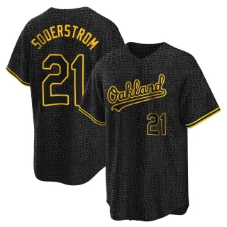 Replica Men's Tyler Soderstrom Oakland Athletics Snake Skin City Jersey - Black