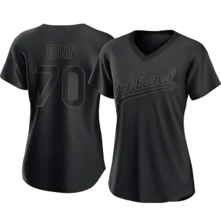 Replica Women's J.T. Ginn Oakland Athletics Pitch Fashion Jersey - Black