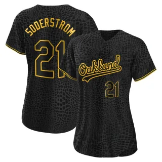 Replica Women's Tyler Soderstrom Oakland Athletics Snake Skin City Jersey - Black