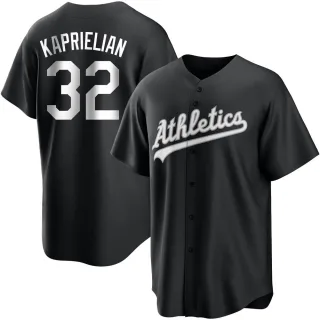 Replica Youth James Kaprielian Oakland Athletics Jersey - Black/White