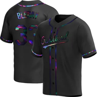 Replica Youth JJ Bleday Oakland Athletics Alternate Jersey - Black Holographic