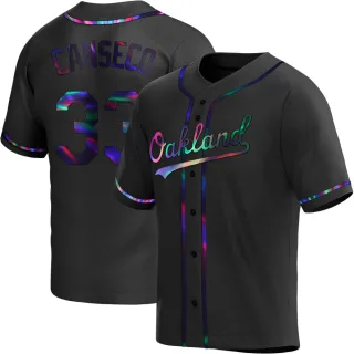 Replica Youth Jose Canseco Oakland Athletics Alternate Jersey - Black Holographic