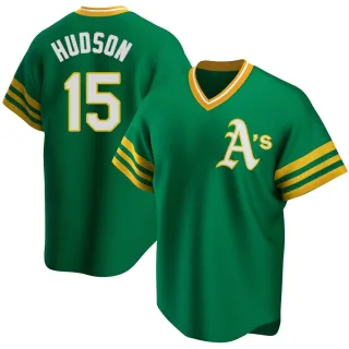 Replica Youth Tim Hudson Oakland Athletics R Kelly Road Cooperstown Collection Jersey - Green